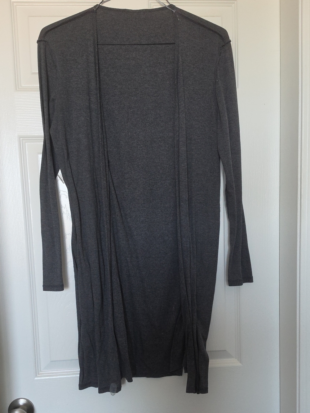 Women's Charcoal Open-Front Longline Cardigan